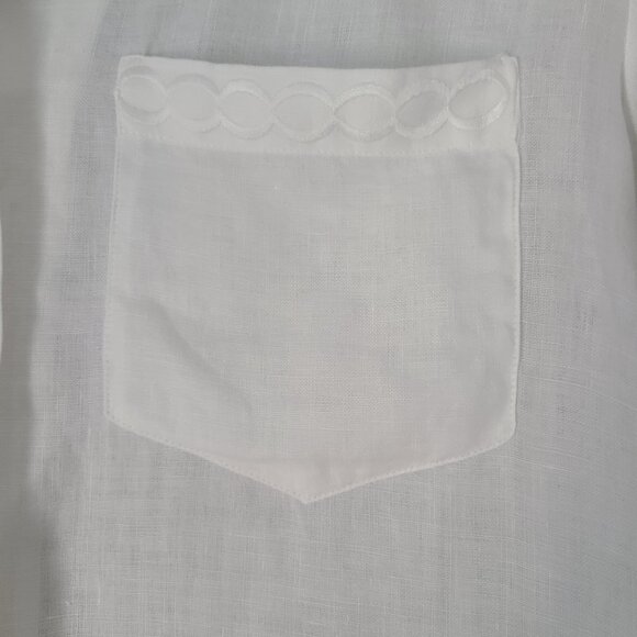 TALBOTS 100% IRISH LINEN TOP- WHITE-SIZE 8 PETITE- FRONT POCKET - Picture 7 of 13